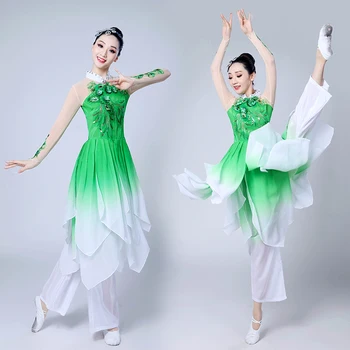 Kinų stiliaus Hanfu klasikinio šokio kostiumų suaugusi aikštėje šokių Yangge kostiumai ventiliatorius šokių rinkinys