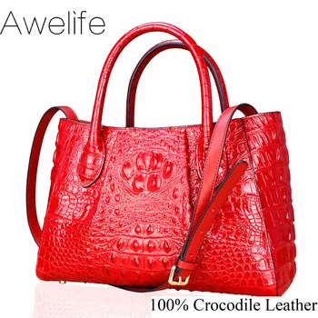 Krokodilo odos rankinė Moterims, natūralios odos krepšys mados pečių Prekės krepšys ponios maišelį, rankinę