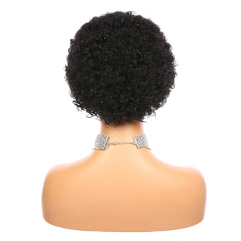 Trumpas Afro Keistą Garbanotas Perukas Addbeauty Brazilijos Remy Human Hair Bob Perukas Juoda Moterų Mašina Perukas Pagamintas Natūralus Juoda Spalva 150%