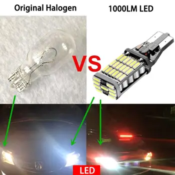 10vnt Super Balta 6000K Atbuline Lempa Klaidų LED T15 W16W Energijos Taupymo Automobilį Atbuline Atgal Lemputės