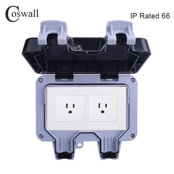 Coswall IP66 Atsparūs Vandeniui Anti-UV atsparus Dulkėms Lauko 15A JAV Standarto Lizdą Dual USB Įkrovimo Paviršiaus Sumontuoti