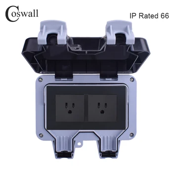 Coswall IP66 Atsparūs Vandeniui Anti-UV atsparus Dulkėms Lauko 15A JAV Standarto Lizdą Dual USB Įkrovimo Paviršiaus Sumontuoti
