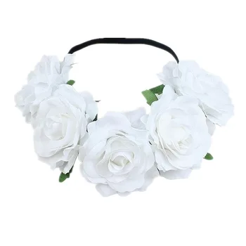 Sprogstamųjų Europos ir Amerikos vestuvių šventės vainikas 5 dirbtinių rožių gėlių ekrano užsklandą Karnavalas šalies šalies moterų galvos apdangalai