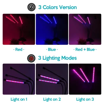 4 Vadovai USB LED Grow Light Visą Spektrą Darbalaukio Įrašą Phytolamps 9W 18W 27W Fito Lempa Augalų, Gėlių Šiltnamio efektą sukeliančių Hydroponic