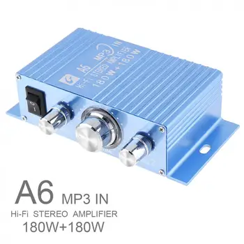 A6 DC12V 2.0 Dviejų Kanalų MP3 Hi-Fi Stereo Stiprintuvas su 3.5 AUX Sąsaja Automobilių/PC/Garsiakalbiai/CD/Motociklo/žemų dažnių garsiakalbis