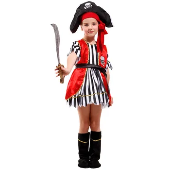 Vaikai piratų drabužiai mergaitėms berniukas mergaitė cosplay karibų piratų kapitonas jack sparrow helovinas kostiumas vaikams suknelė