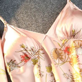 Keturių dalių Kostiumas Moterims Satino Pižamos Šifono Plonas Seksualus Pajama Nustatyti Moterų Vasarą Laisvi Ledo Šilko Su Krūtinės Mygtukai Sleepwear