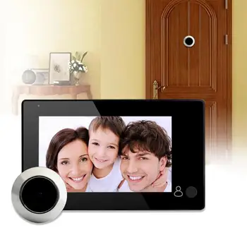 4,3 colių LCD ekranas Skaitmeninis Vaizdo Durų Viewer Akutė su 145 laipsniu Vieno mygtuko Smart Home Belaidį durų skambutį Viewer Kameros Durų Varpelis