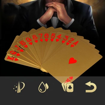 Aukščiausios Klasės Aukso PVC Plastiko Tiltas Pokerio Glaistant Baccarat Auksą, Padengtą Kortos Texas Hold ' em 58*88mm Lošimų stalo Žaidimai