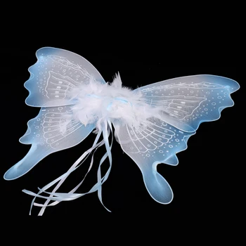 Fairy Wings Mėlyna, Fėjų Sparnų Pasakų Kostiumas Vaikų Mergaičių Kostiumai, Aksesuarai Plunksnų Juostelė Drugelis Angelas Fancy Dress Blue