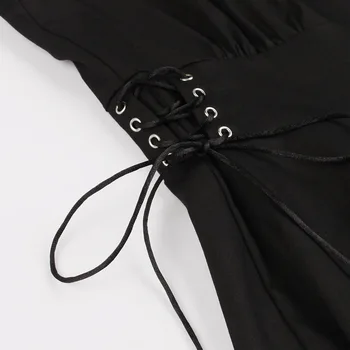 Moteriški Black, Gothic Lolita suknelės Nėriniai-Up Korsetas trumpomis Rankovėmis Mergaitėms Šalies Helovinas Drabužius Goth Retro Vintage Steampunk Suknelė