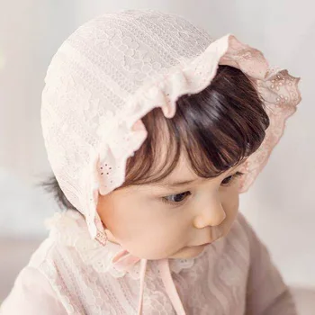Nėriniai Naujagimių Kepurės Mergaitėms Medvilnės Princesė Baby Girl Skrybėlę Pavasarį, Vasarą Kūdikis Skrybėlę Reguliuojamas Kūdikio Kepuraitė Kūdikių variklio Dangčio Enfant Skrybėlės