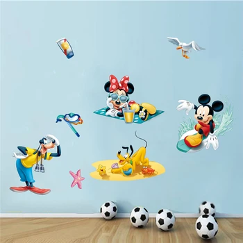 Disney mickey minnie mouse goofy plutonas sienų lipdukai vaikams kambariai namų dekoro animacinių filmų sienos lipdukai pvc jam prilygintą išsilavinimą meno 
