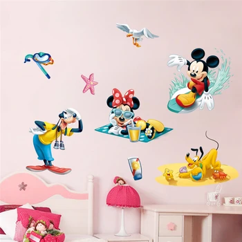 Disney mickey minnie mouse goofy plutonas sienų lipdukai vaikams kambariai namų dekoro animacinių filmų sienos lipdukai pvc jam prilygintą išsilavinimą meno 
