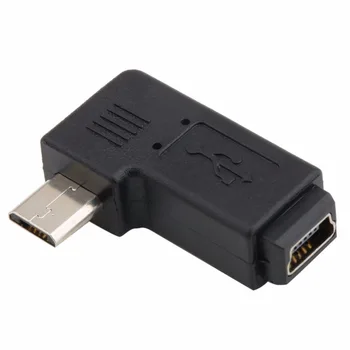 Mini USB B Tipo moterį, Micro USB Vyrų 90 Laipsnių Kairėn, Dešinėn Kampinis Adapteris 200pcs/daug