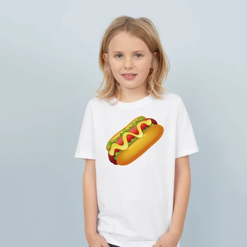 Vaikams Mielas Hot Dog Print T Shirt Vasaros Vaikų Balta Mados T-marškinėliai Berniukams, Mergaitėms Juokinga Trumpas Rankovės Tees Marškinėliai Topai Apranga
