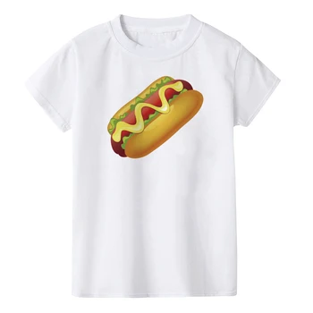 Vaikams Mielas Hot Dog Print T Shirt Vasaros Vaikų Balta Mados T-marškinėliai Berniukams, Mergaitėms Juokinga Trumpas Rankovės Tees Marškinėliai Topai Apranga