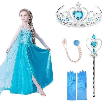 Mergina žiemą karikatūros Suknelių Karalienė, Princesė Suknelė Mergaitėms Šalies Cosplay Fantasia Vaikų Mergaičių Drabužių Rinkinys