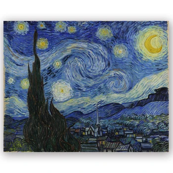 Drobė Menas Spausdinti Pasaulyje Žinomų Tapybos Žvaigždėtą Naktį, Van Gogh Kopija Drobė Spausdina Namų Puošybai Aukštos raiškos LZ139