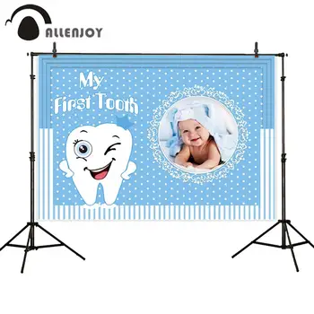 Allenjoy Mano Pirmasis Dantų Užsakymą Backdrops Baby Shower Naujagimių Šalies Švęsti Vinly Sluoksnių Berniukas Mergaitė Mėlyna Rožinė Photobooth