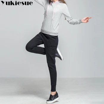 2018 m. žiemos šiltu vilnos Trackpants Sweatpants Moterų Kelnes Karšto Prakaito Kelnės, Moteriški Laisvas Kelnes Poilsiu Pants Plus Size