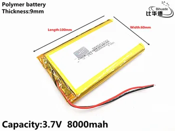 Geras Qulity 3.7 V,8000mAH 9060100 Polimeras ličio jonų / Li-ion baterija tablet pc BANKAS,GPS,mp3,mp4