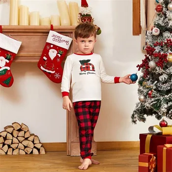 2020 Naują Kalėdų Šeimos Pižama Nustatyti Suaugusiųjų Vaikų Sleepwear 2 VNT Rinkiniai Viršūnes+Pledas Kelnes Kalėdos Šeimos Atrodyti Atitikimo Komplektus