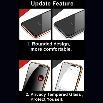 Dvi Pusės Grūdintas Stiklas Atveju Prabanga Aišku, Anti-peep Magnetinio Telefono dėklas skirtas iphone 7 8 Plius 7P 8P X XR XS MAX Telefono dėklas