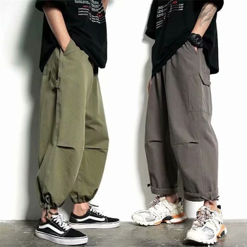 Azijos Japonų Gatvės Stiliaus Mados Pants Pora Moterų, Vyrų, Elastinga Juosmens Haremo Kelnės Hip-Hop Prarasti Dizaino Laisvalaikio Kelnės