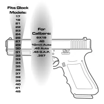 Aliuminio Galiniai Dangtelį Pastumkite Atgal Plokštė, skirta 1-5 Gen Glock 17 19 20 21 22 23 24 25 26 41 9mm pistoletas Pistoletas Žurnalas Magwell Priedai