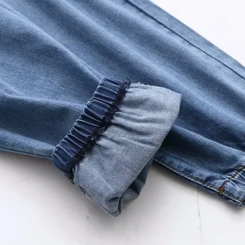 Plus size laisvi Džinsai moterims Elastinga juosmens Krovinių kelnės 2019 naują pavasario kulkšnies ilgio džinsai ponios minkštas Siuvinėjimo kelnės moteriška