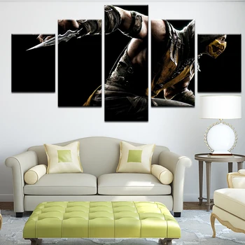 HD Spausdinti Mortal Kombat X Skorpionas Drobė, Tapyba Ant Sienos Nuotraukas Kambarį Neįrėminti 5 Vnt Plakatas Modulinės Nuotraukas