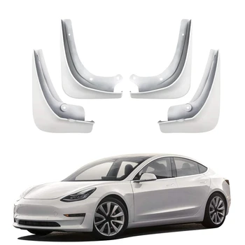 Purvo Atvartais už Tesla Model 3 Splash Apsaugai Purvo Atvartu Sparnas Purvasargių Pakuotėje 4 Dažytos Gloss White