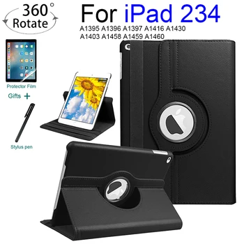 IPad 2 3 4 Byloje 360 Laipsnių Besisukantis PU Odos Padengti Apple iPad 2 3 4 Stovo Laikiklį Atvejų, Smart Tablet A1397 A1403 A1416