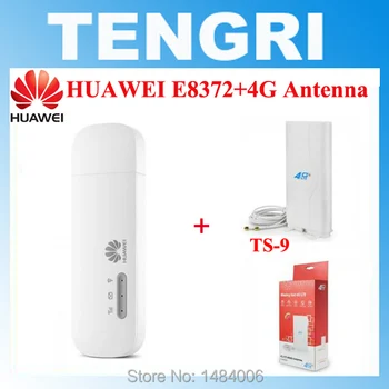 Originalus, Atrakinta Huawei E8372 + 4G antena dual TS9 jungtis 150Mbps 4G LTE USB modemas Mobilus WiFi dongle E8372h-608 E8372h-153