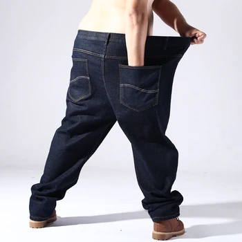 Plus Size 5xl-8xl Juosmens 154CM Naujas Mens Mados Black Blue Jeans Vyrams, Atsitiktinis Slim Stretch Džinsai Klasikiniai Džinsai Kelnės Kelnės