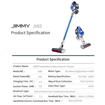 [Nemokamai Muito] JIMMY JV83 Wireless Handheld Belaidžius Stick Vacuum Cleaner Digital Motor 135W Stipri Galia 20kPa Namų
