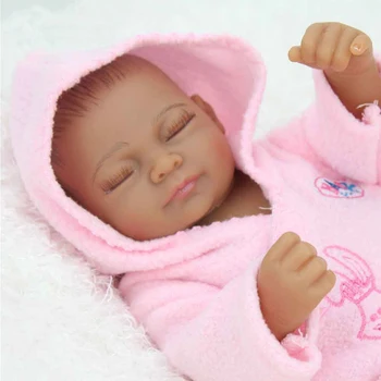 NPKDOLL 10 Colių Mini Lėlės Visą Vinilo Reaborn Kūdikių African American Baby Tikroviška Bebe Atgimsta Menino Lėlės Žaislų Mergaitėms Lėlės