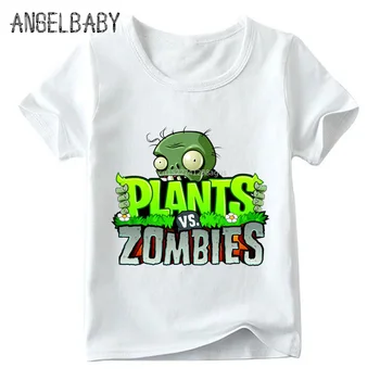 Vaikai Juokingas Žaidimas Augalai Vs Zombies marškinėliai Kūdikių Berniukų/Mergaičių Vasaros Viršų trumpomis Rankovėmis T marškinėliai Vaikams, Cartoon Drabužiai