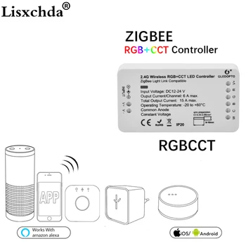 GLEDOPTO ZIGBEE Led Valdiklis RGB+BMT WW/CW zigbee valdytojas LED DC12-24V LED juostos valdiklis zll app valdytojas RGBW rgb