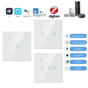 EWelink Zigbee WiFi Smart Switch APP Nuotolinio Valdymo Sienos Touch Šviesos Jungiklis Stiklo plokštės Dirbti Su Alexa 