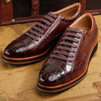 Ourui naują atvykimo tiesa krokodilo odos vyrų nėriniai-up Vieno batai, rudos natūralios odos, verslo vyriški odiniai batai vyrams batai