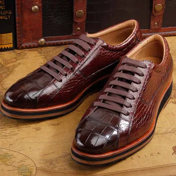Ourui naują atvykimo tiesa krokodilo odos vyrų nėriniai-up Vieno batai, rudos natūralios odos, verslo vyriški odiniai batai vyrams batai