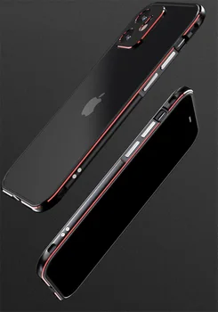 IPhone 12/12 Pro/12 mini/12 Pro Max Aliuminio Metalo Bamperis Rėmas Plonas Dangtelis Telefono dėklas + Metalo Carmera Raštas