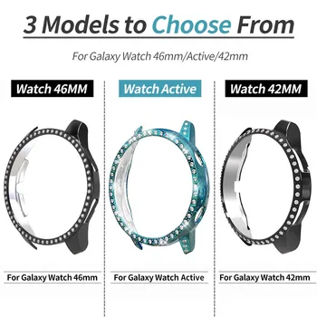 Moterų Laikrodžių Atveju, Samsung Galaxy Žiūrėti 42mm/46mm/Active 2 1 /Įrankių S3 Raštas Padengti Deimantų Bling Bamperis Rėmo Priedai