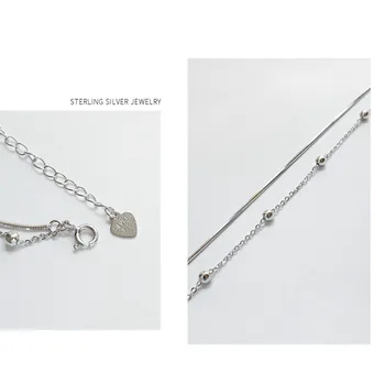 S'STEEL Apvalių Rutuliukų Anklets 925 Sterlingas Sidabro Moterų Mados Personalited Dvigubo Sluoksnio Gyvatė Kaulų Grandinės Anklet Fine Jewelry