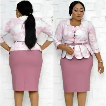 2020 metų vasaros mados stilius afrikos moterų spausdinimo poliesteris dviejų dalių rinkiniai viršuje ir sijonas XL-4XL