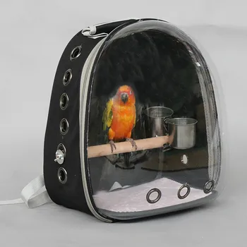 Lauko paukščių kuprinė su finansuojančiojo papūga, vežančių narve su mediniais karpis pet kvėpuojantis kosmoso kapsulė WF704420