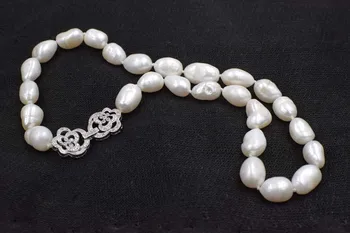Gėlavandenių perlų balta baroko 10-11mm karoliai 20inch didmeninė karoliukai pobūdis