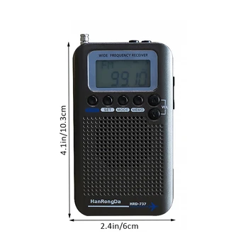 Nešiojamasis Radijo Orlaivių Band Imtuvas FM/AM/SW/ CB/Oro/VHF Radijo Pasaulyje Juosta Su Įkrovimo LCD Ekranas Žadintuvas